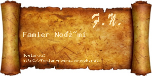 Famler Noémi névjegykártya